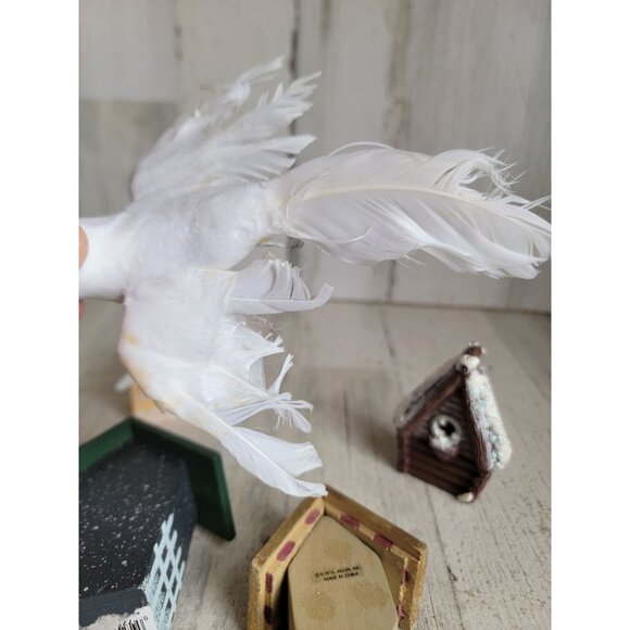 Bird house white dove variety set ornament mini Xmas unique - Picture 12 of 13